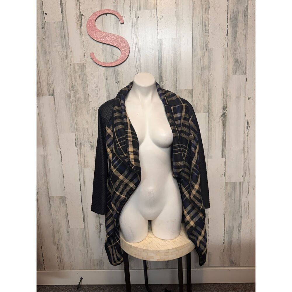 Dilay Moda Plaid Open Front Cardigan Jacket Size Small